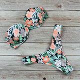 Sexy Push Up Thong Bikini 2025 Women Leopard Bandeau Swimsuit Brazilian Swimwear Female Bathing Suit Swimming Summer Beachwear