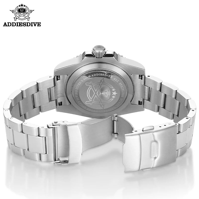 ADDIESDIVE Stainless Steel Watch Men's European and American Business Casual Quartz Watch 200M Waterproof Outdoor Analog Watches