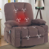 Rocker Recliner Chairs for Adults, Swivel Recliners with Massage and Heat, Fabric Overstuffed Glider with Cup, Customized