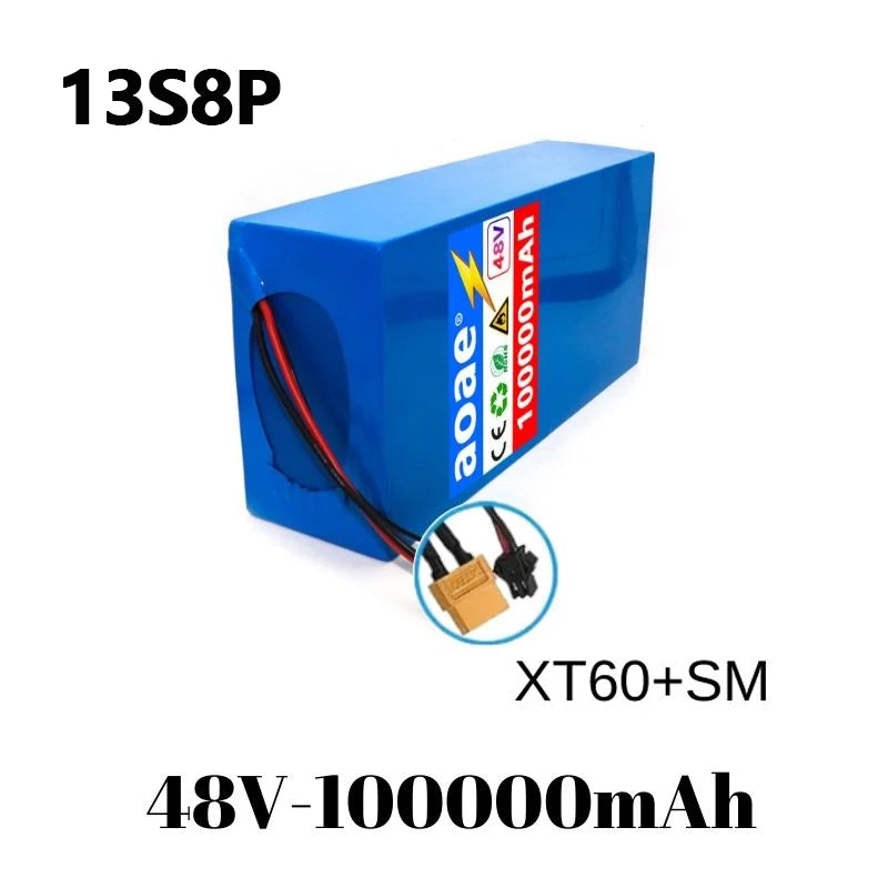 48V 100ah 13s8p lithium-ion battery pack 48V 100000mAh 2000W electric battery, built-in 50A BMS+chargerr