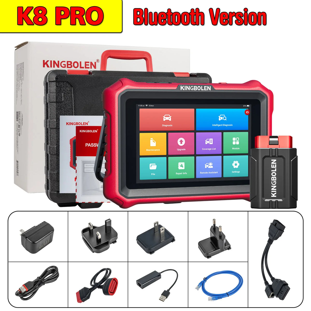 KINGBOLEN K8 PRO Bluetooth OBD2 Scanner ECU Coding Bidirectionnal 40+ Service CANFD DOIP FCA All System Car Diagnostic Tools