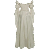 Women's Renaissance Gothic Court Off Shoulder Maxi Dress Vintage Ruffle Hem Medieval Victorian Stage Performance Costume Gown