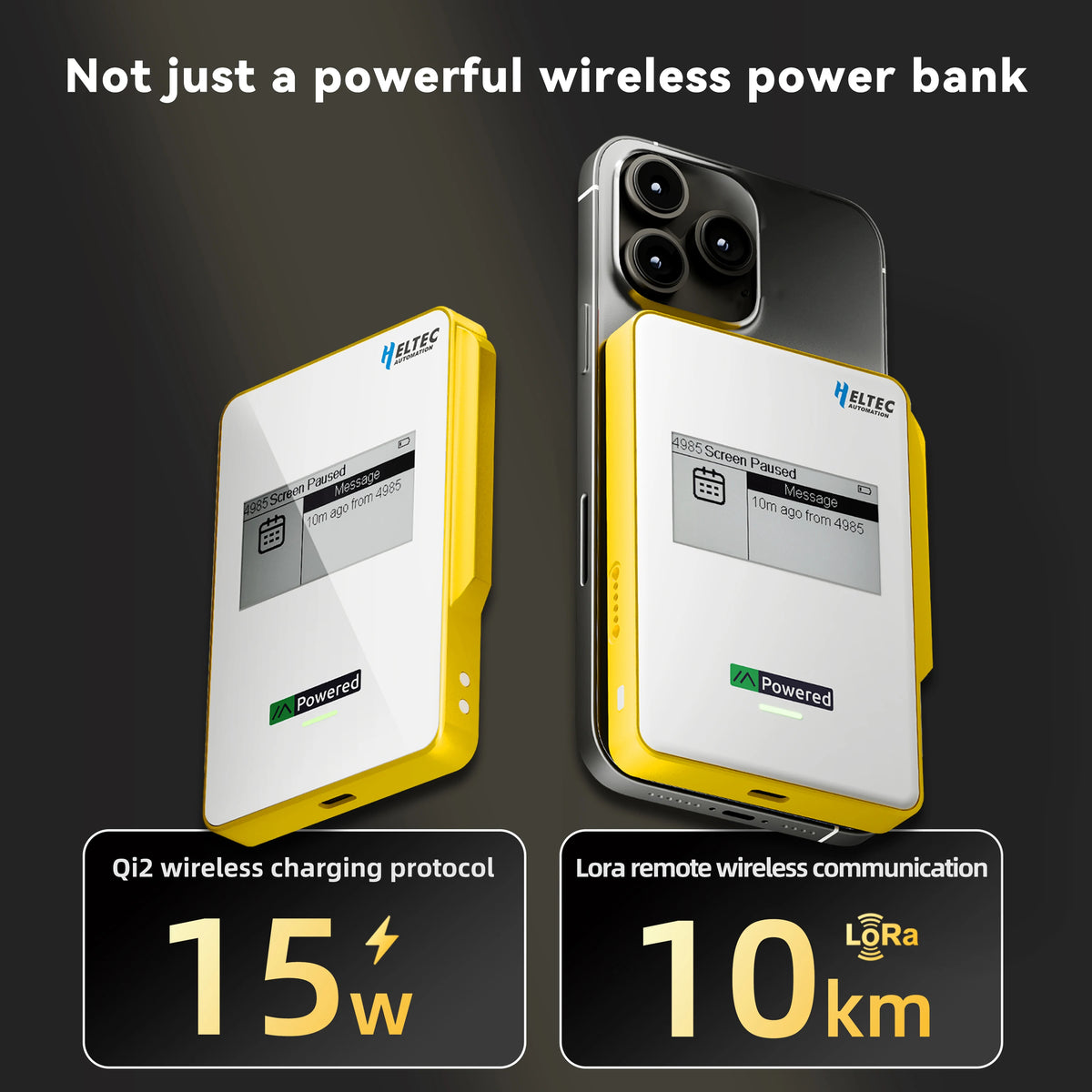 Heltec MeshPocket Qi2 5000/10000mAh Magnetic Power Bank, Meshtastic Compatible, E-Ink Display, PD Fast Charge for iPhone Android