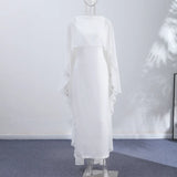 Elegant Shawl Women's Maxi Dress O-neck Sleeveless White Slim Vestido 2026 NEW Summer Classic Evening Party Prom Lady Long Skirt