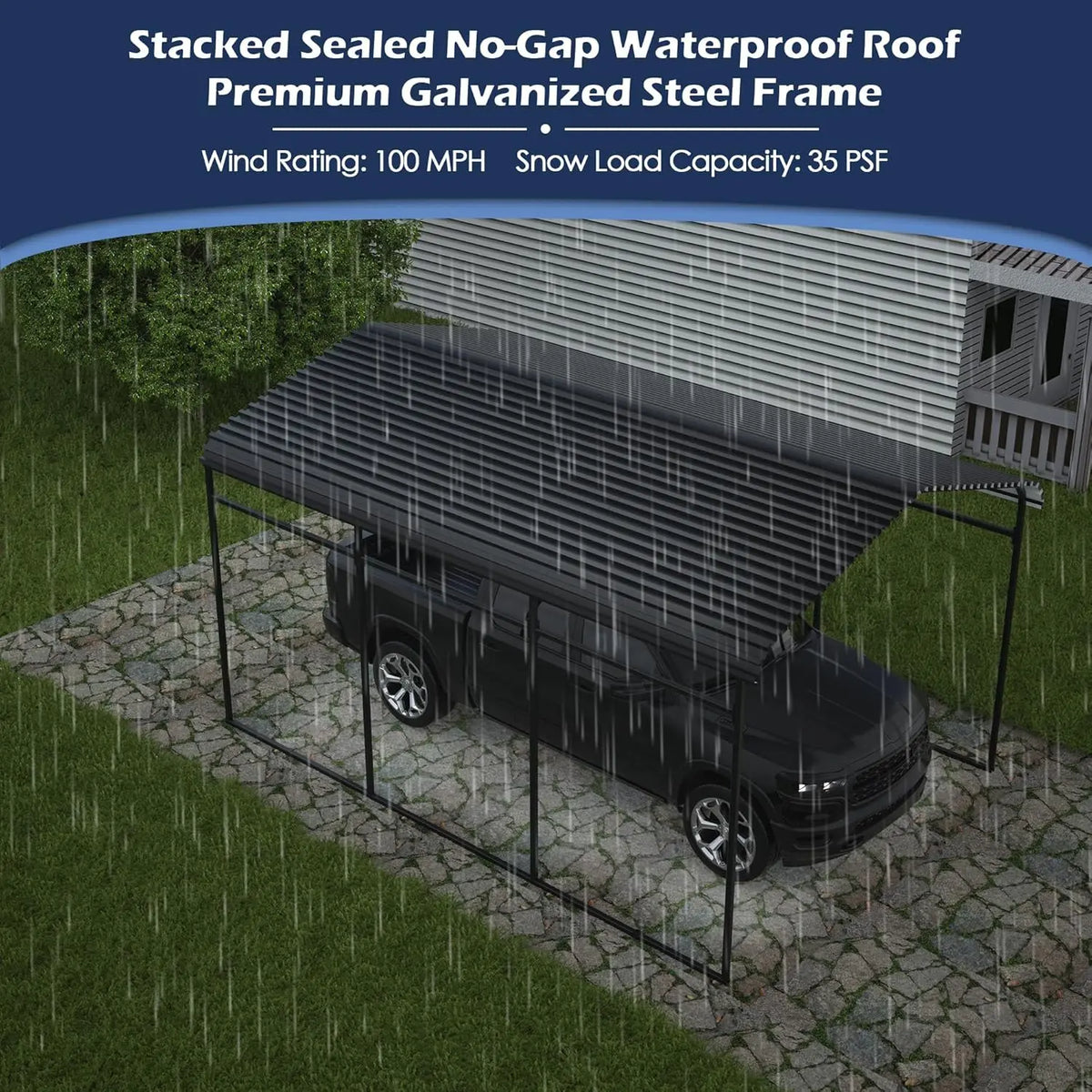 Metal Carport, Heavy Duty Carport Canopy with Galvanized Steel Frame and Roof, Outdoor Storage Shed, Car Tent, Customized
