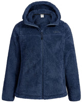 Pioneer Camp Women's Fuzzy Fleece Jacket Full Zip Up Lightweight Warm Soft Fleece Coat with Hood for Spring Fall Winter