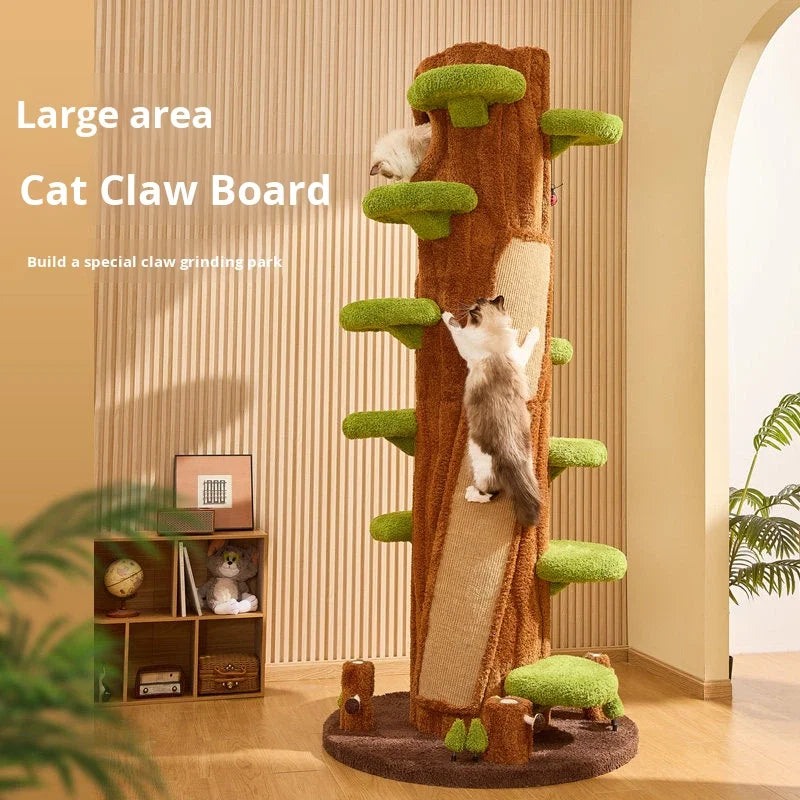 Luxury Modern Tall Large Cat Tree with Scratching Bed Hammock Removable Mats Heavy Duty Carton Packaging 90.55in Cat Furniture