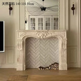 Marble French fireplace American modern retro silent wind natural travertine stone fireplace