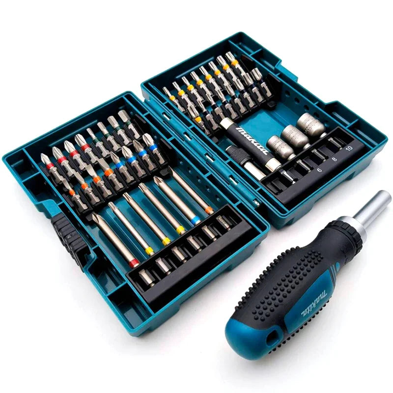 Makita E-25096 Ratchet Screwdriver Hexagonal Sleeve Screwdriver Bits 44PCS Set Tool Attachments