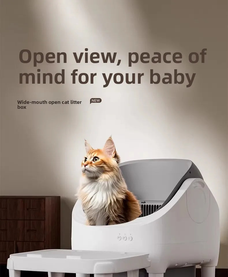 Intelligent automatic cat litter box-large capacity, open-style cat toilet, automatic cleaning and removal machine,cat supplies
