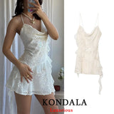 KONDALA Sexy Chic Women Dress Solid Cami Backless Sequined Tierred Mini Short Dress Fashion 2025 Fall Evening Club Party Dress