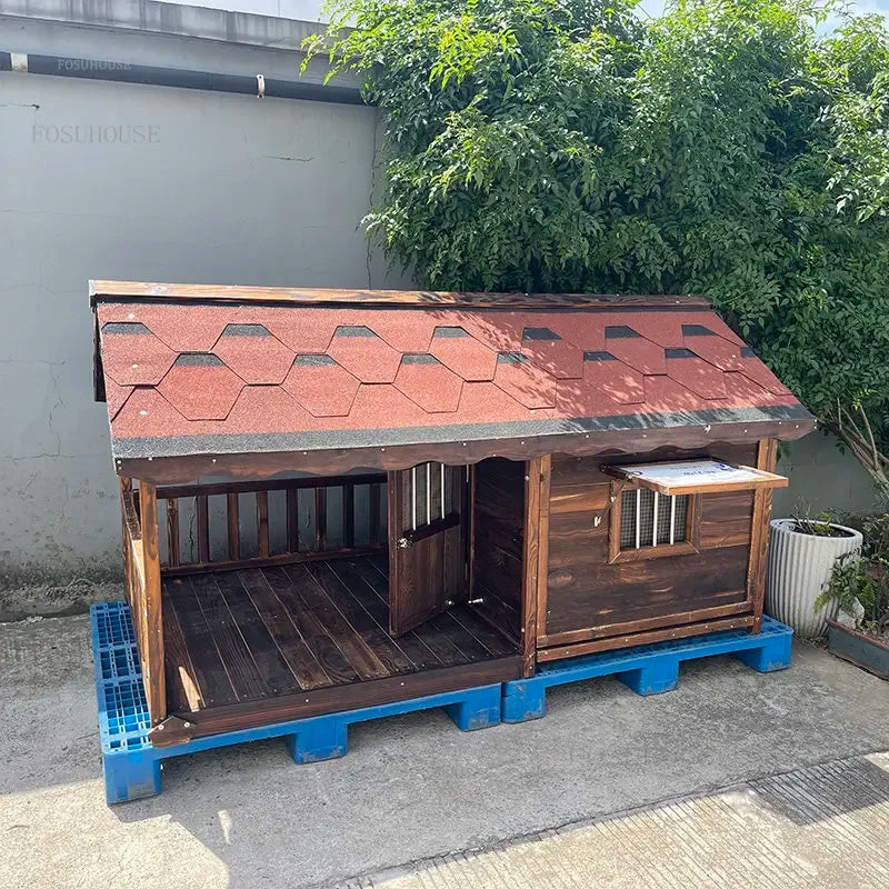 Balcony Solid Wood Dog Houses Outdoor Courtyard Dogs Kennels Breathable Garden Pet Villa Patio Puppy Nest Pet Supplies