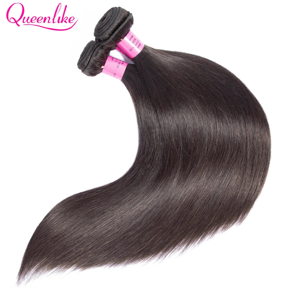 Queenlike 5x5 Lace Closure With Bundles Brazilian Weave 30 40 Inch Straight Human Hair Bundles With 6X6/13X4 Frontal Closures