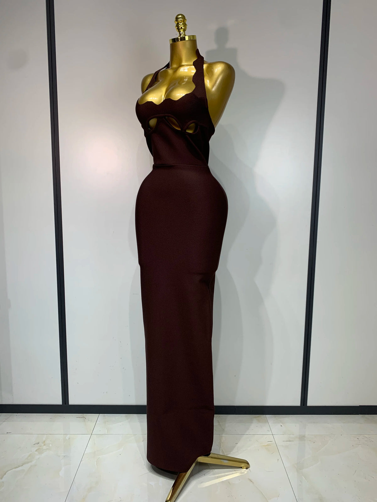 Women Halter Neck Sexy Cut Out Backless Bandage Long Dress Celebrity Elegant Evening Party Luxury Birthday Nightclub Dress