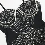 HBLL Women's Pearl Beading Rhinestone Sequin Dress Sexy Party Club Night Formal Evening Dress Hot Drilling Birthday Outfits