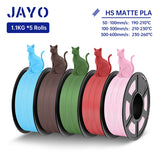 JAYO PLA Classic 3D Filament 1.75mm High Speed Matte PLA 3D Printer Filament Neatly Wound 3D Printing Materials 5Rolls/set