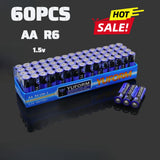 60PCS NEW 1.5V AA Disposable Carbon Battery for Led Light Toy Mp3 Camera Flash Razor CD Player Wireless Mouse Keyboard