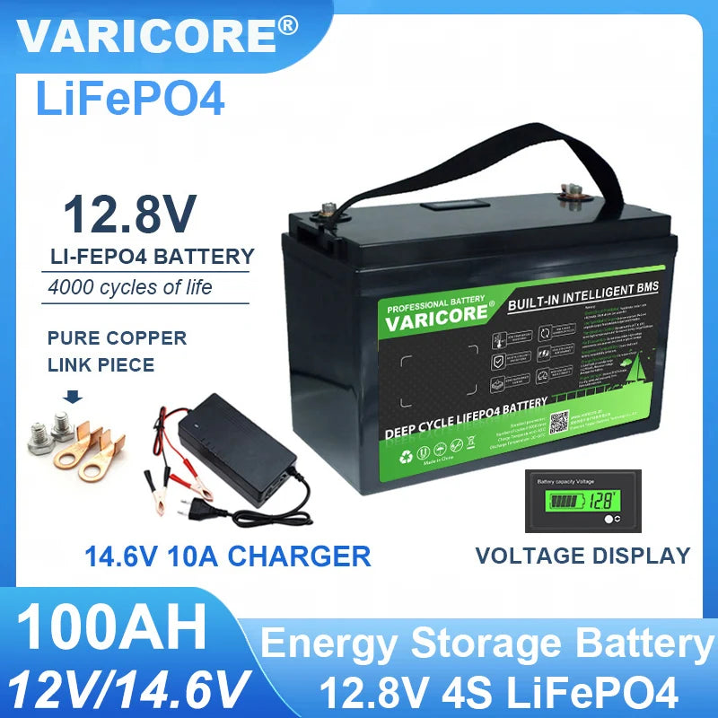 VariCore 12V/12.8v 340Ah 360Ah 200Ah 180Ah 120Ah LiFePO4 Battery Lithium Iron Phosphate Batteries Travel Camp 14.6v Golf Cart