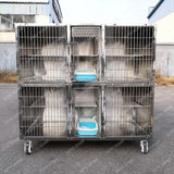 TTHot Selling Veterinary Clinic Equipment Two Layers Combined Cat Cage Stainless Steel Animal Customizable Sustainable