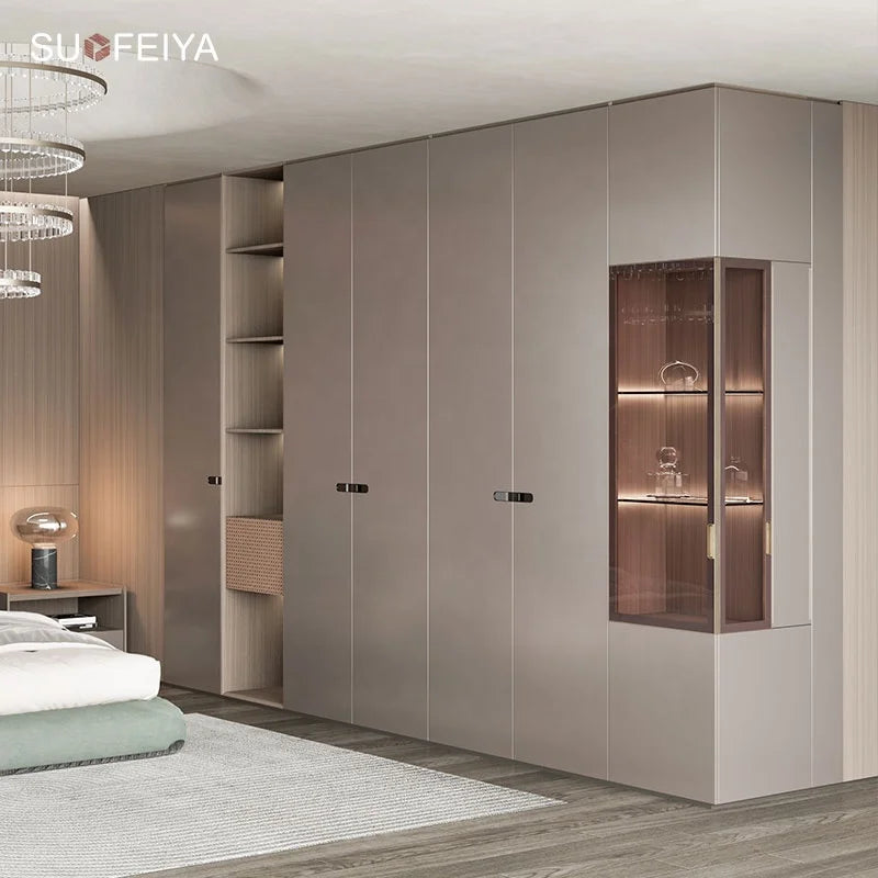 Customized Complete Modern l Shaped Easy Assemble Bedroom Gray Almirah Wardrobe Design