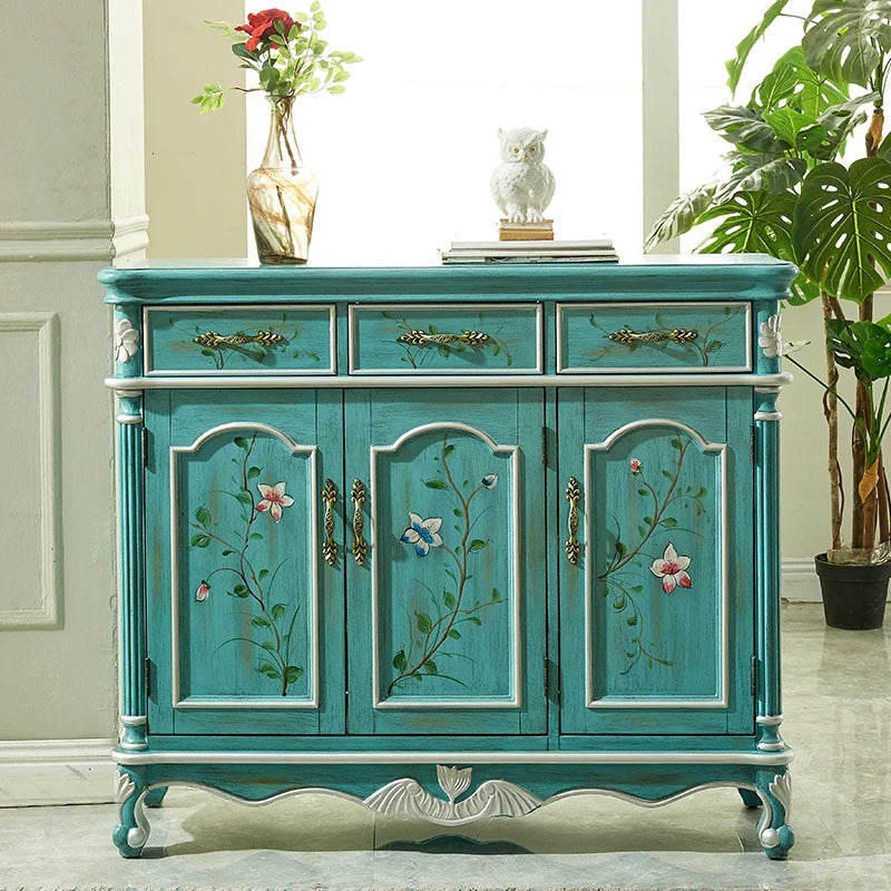 Country house brown walnut light yellow activity baffle multi-layer shoe cabinet entrance side cabinet