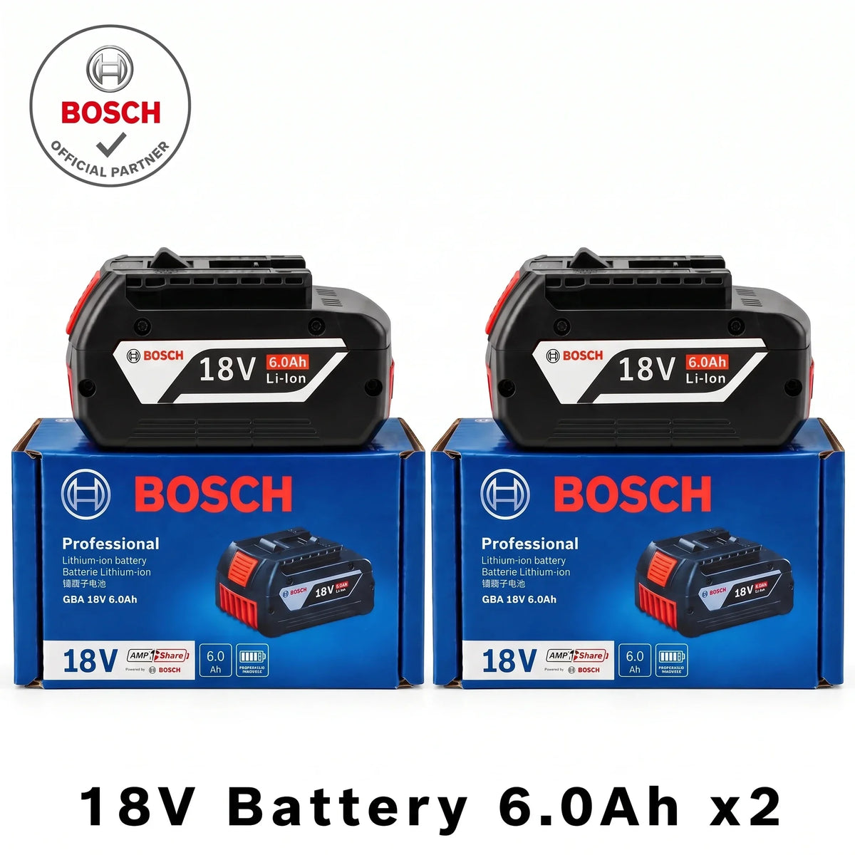 Bosch 18V 6.0Ah Genuine Battery BAT609 BAT609G Original Rechargeable Lithium-Ion Power Tool Battery