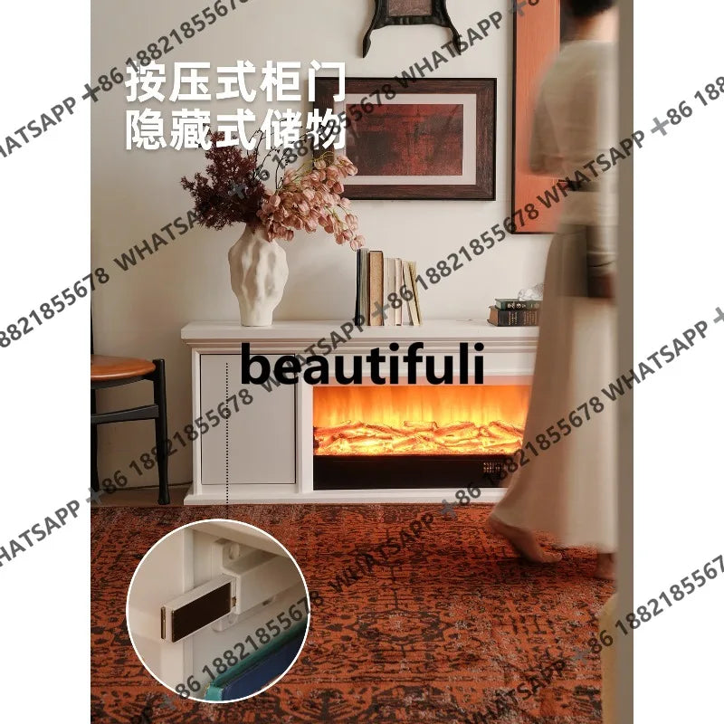 Fireplace, Electronic Simulation Flame Heating Decorative TV Cabinet Home Living Room New Storage Cabinet
