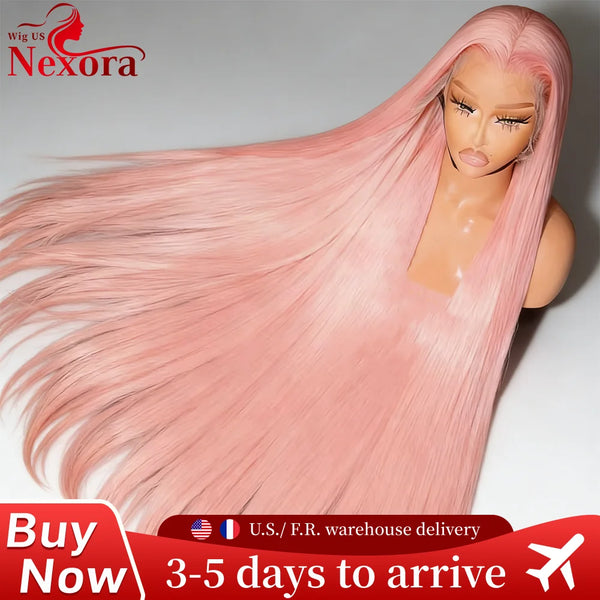 Pink Straight Human Hair Wigs 13X6 13X4 Hd Lace Frontal Wigs 200 Density 32 Inch Brazilian Transparent Lace Front wig Preplucked