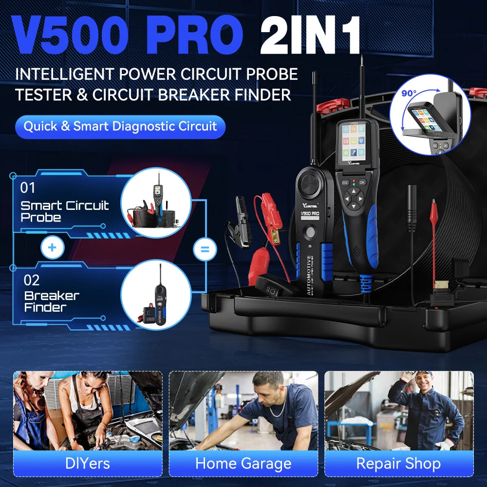 VDIAGTOOL V500PRO 2-in-1 Automotive Power Probe Tool with Multimeter/Oscilloscope/Injector Test 9-30V Circuit Voltage Break Test