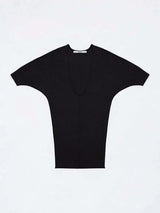 Tank Purple Black Deep V-Neck Knitted Top Can Be Worn in Both Front and Back, With Mid Sleeves and a Long T-Shirt Skirt