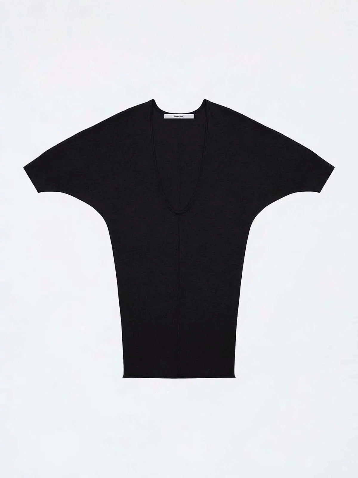 Tank Purple Black Deep V-Neck Knitted Top Can Be Worn in Both Front and Back, With Mid Sleeves and a Long T-Shirt Skirt