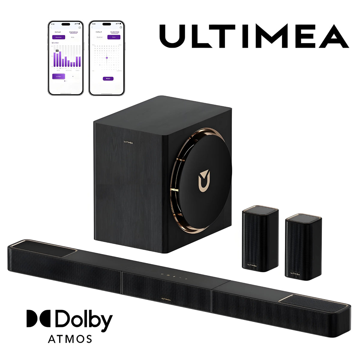 ULTIMEA 840W 7.1.4ch Soundbar for TV with Dolby Atmos, Surround Sound Home Cinema System with 8'' Wireless Subwoofer, HDMI eARC