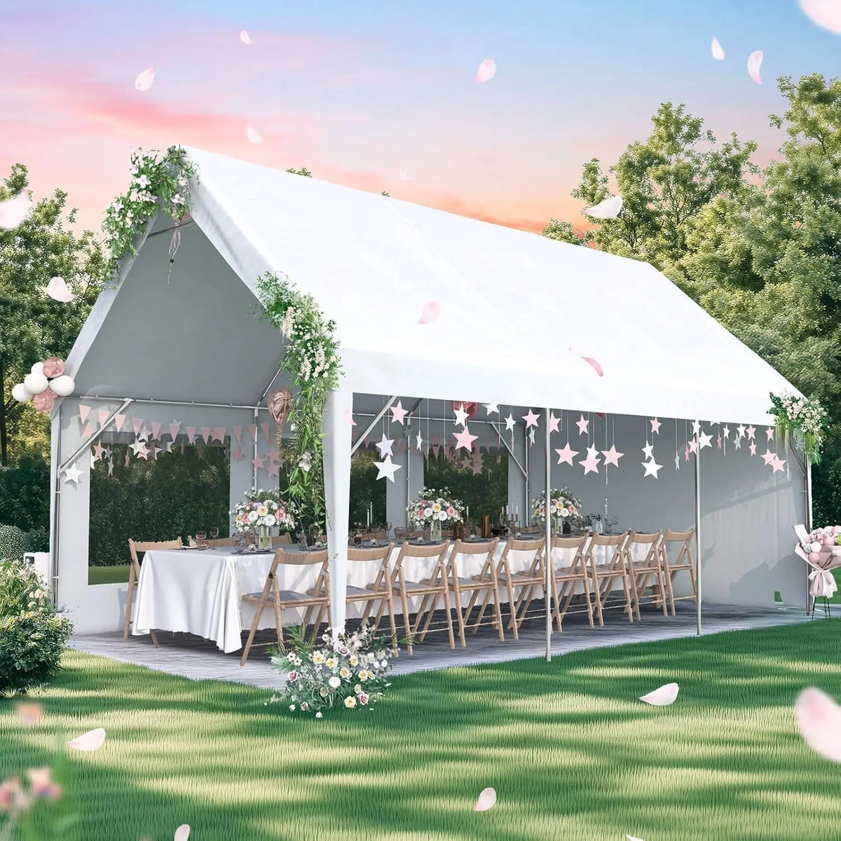 Heavy Duty 12x20 ft Carport Tent with Ultra-High Peak & Ventilation Windows, Waterproof Outdoor Canopy Shelter for, Customized
