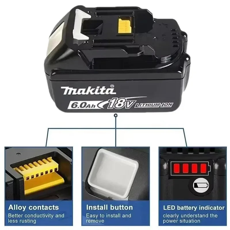 Genuine 6AH makita BL1860 18V Battery Power Tools Li-ion Replacement LXT BL1850 BL1840 for 18V Screwdriver with BMS 18V