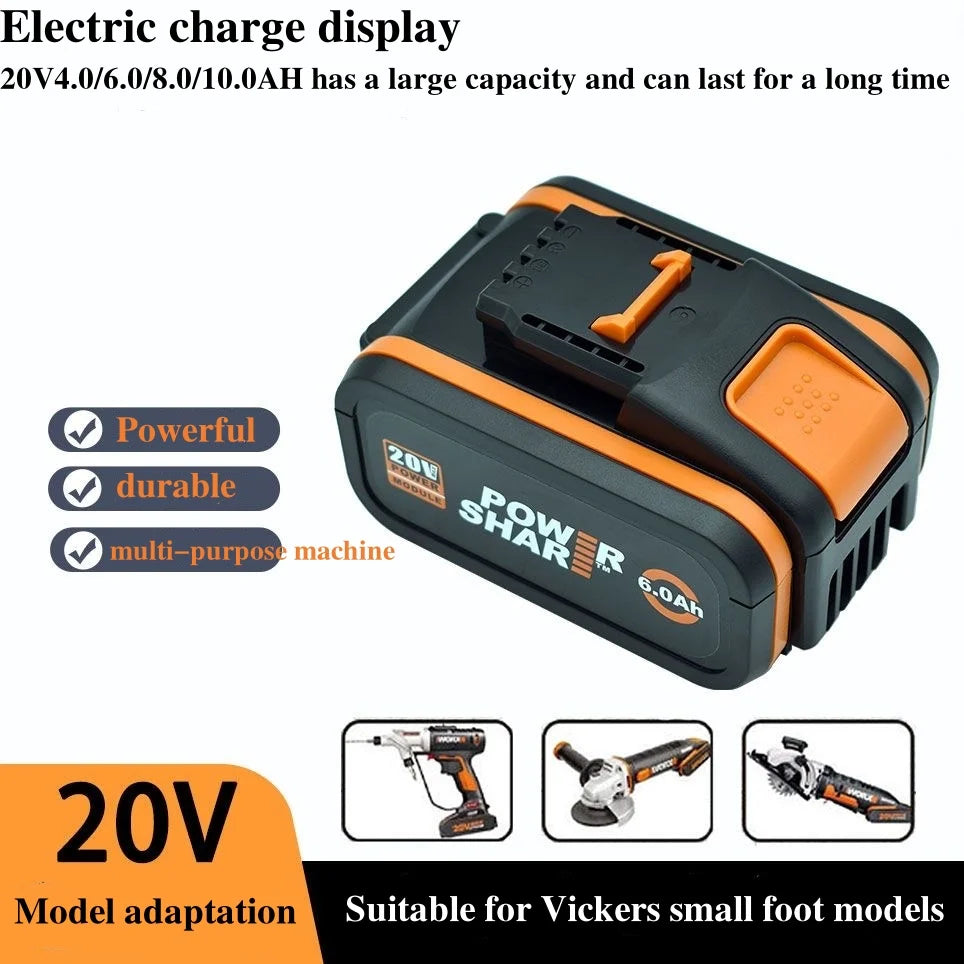 for worx 20V4.0/6.0/8.0/10.0Ah Lithium battery Rechargeable WA3553 WA3551 WA3553.1 WA3570 for All WORX Electric and Garden Tools