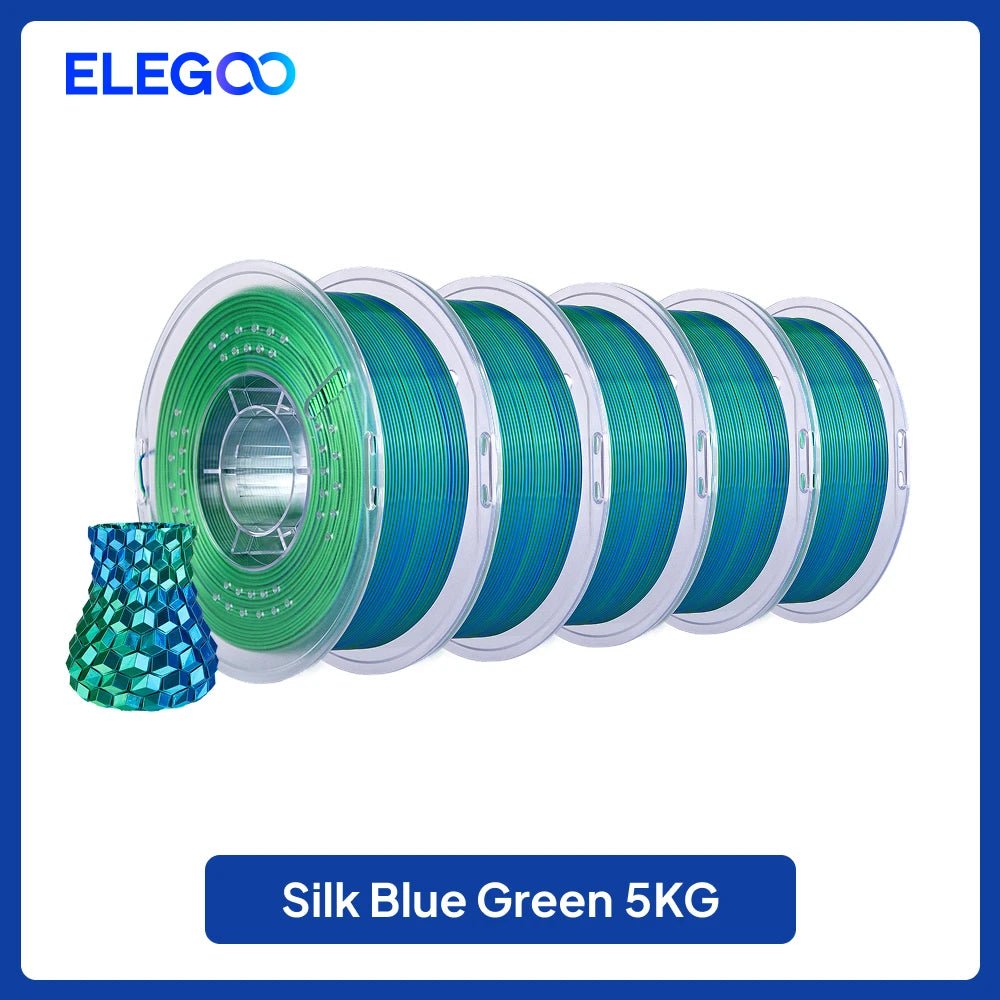 ELEGOO 5KG/10KG 1.75mm Silk PLA Filament,3D Printer Filament 1kg Gold Silver Fits for Most FDM 3D Printers
