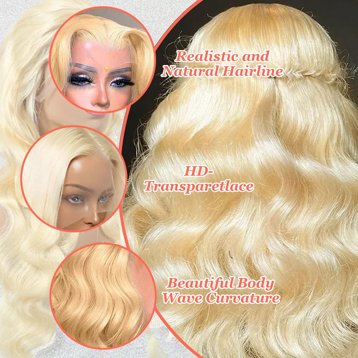 #613 Human Hair Wigs Body Wave 36 Inches 200% Density 13x6 13x4 HD Transparent Lace Frontal Wig 613 Blonde For Women Brazilian Hair Pre Plucked