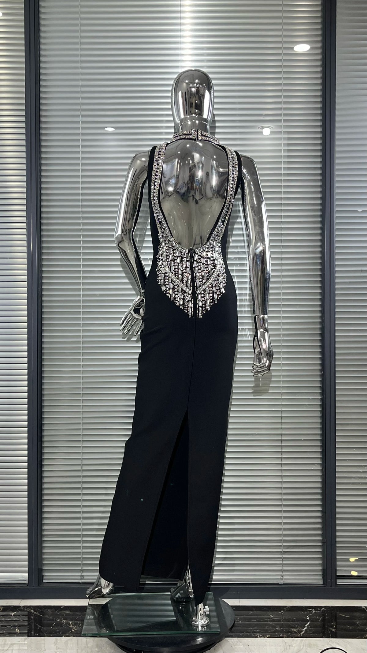Sexy Backless Sparkling Diamond Sleeveless Midriff-baring Black Dress Dlegant Fashionable Birthday Party Valentino Day Vestido