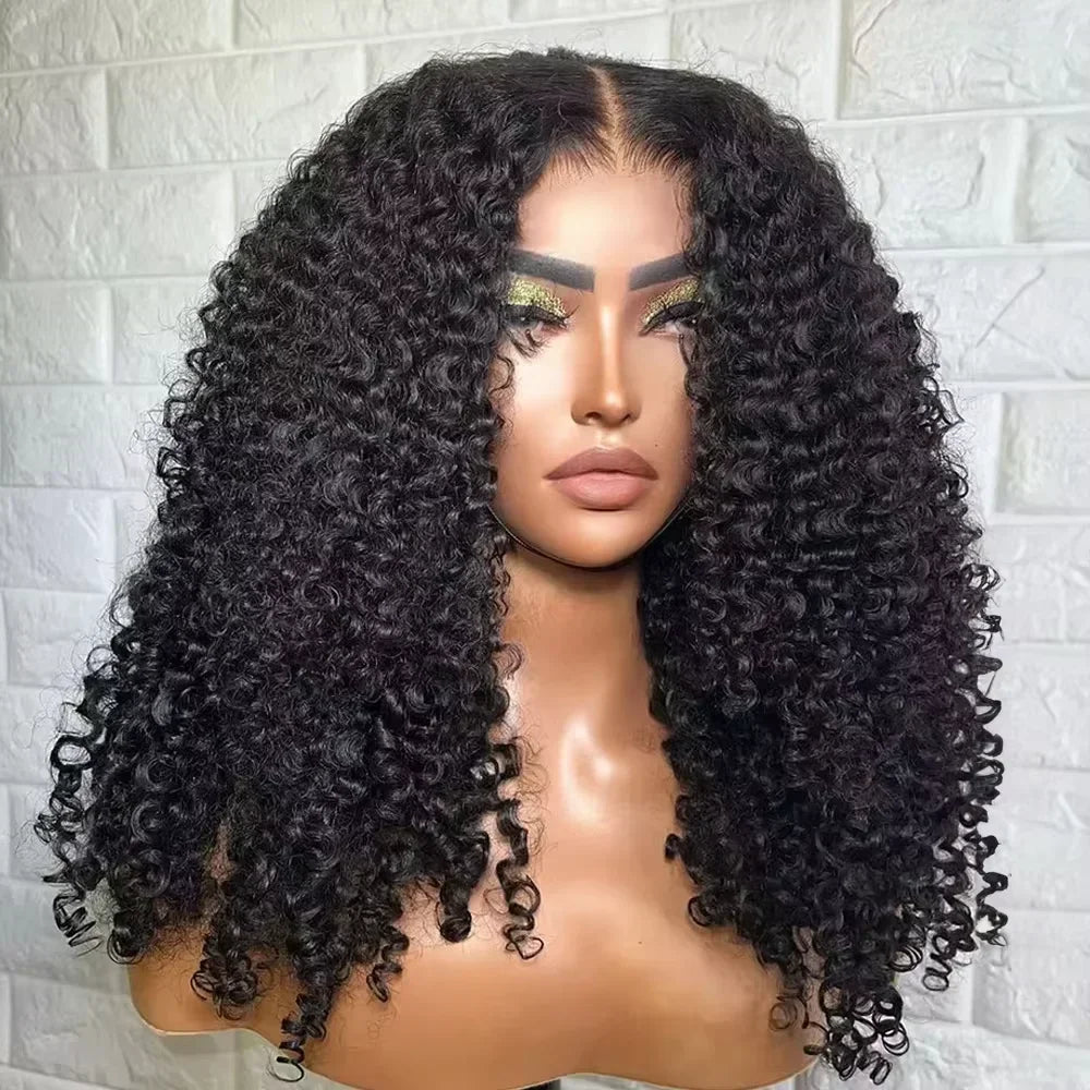 Kinky Curly Wigs 13x6 HD Lace Frontal Wig Glueless Human Hair 4C Afro Curly Lace Front Human Hair Wigs 4x4 HD Lace Closure Wigs