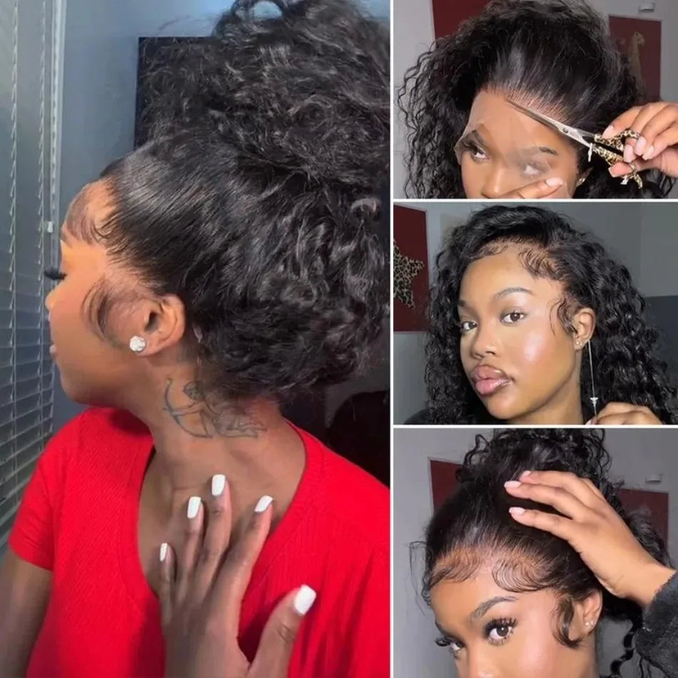 360 HD Full Lace Curly Wigs Human Hair Preplucked 13x6 13x4 Lace Frontal Wig Deep Wave Glueless Human Hair Ready To Wear 30Inch