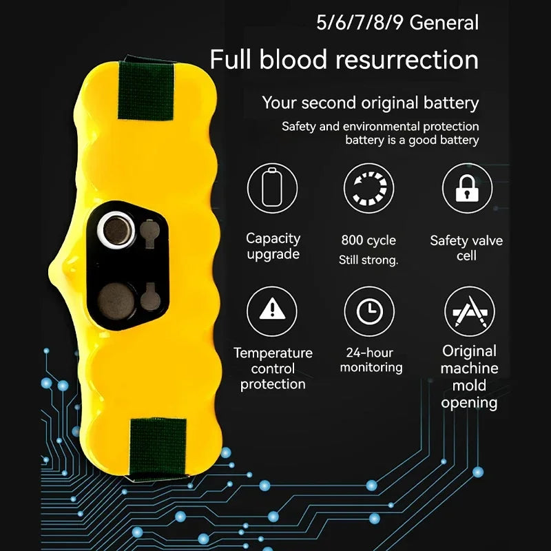 14.4V 3000mAh 4500mAh 6000mAh Sweeper Battery, for the full range of iRobot sweepers，For iRobot 770 860 620 780 880 870,ect