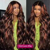 Body Wave Human Hair Wigs Highlight 13X6 HD Lace Frontal Wig 13X4 P4/27 Curly Front Wig 1B30 Brown Ombre Colored Human Hair Wigs