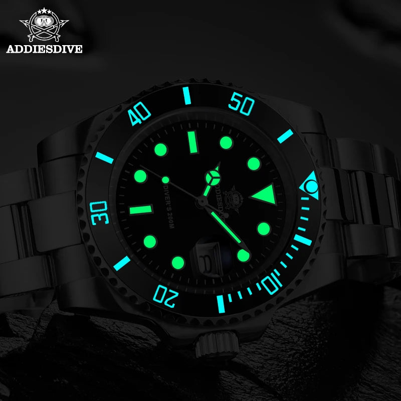 ADDIESDIVE Men's Diving Watch 200M Water Resistant BGW9 Blue Luminous Quartz Casual Business Wrist Watch New Men's Birthday Gift