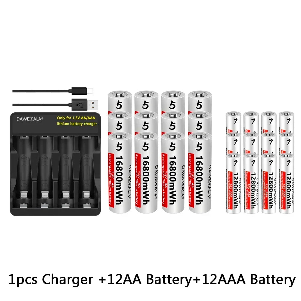 AA AAA rechargeable battery 1.5V lithium battery long life for Mouse Flashlight Fan Game Machine electric toy