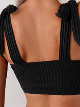 Sexy Black Bandage Wide Straps Bikini High Waist Rib Swimsuit Women's Bikinis and Tankinis Push Up Holiday Swimwear Beach Outfit