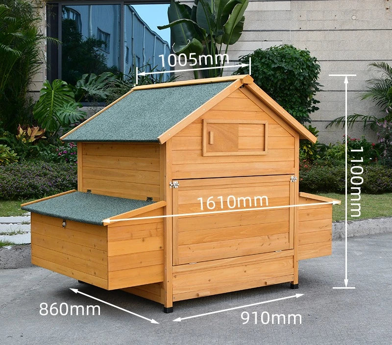 Large Wooden Pet House  Outdoor Chicken Coop for Rabbits Ducks Geese Pigeons, Weatherproof & Easy Clean