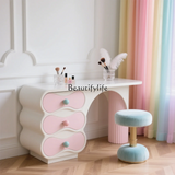 XX39New cream style pink solid wood chest integrated bedroom makeup table storage cabinet