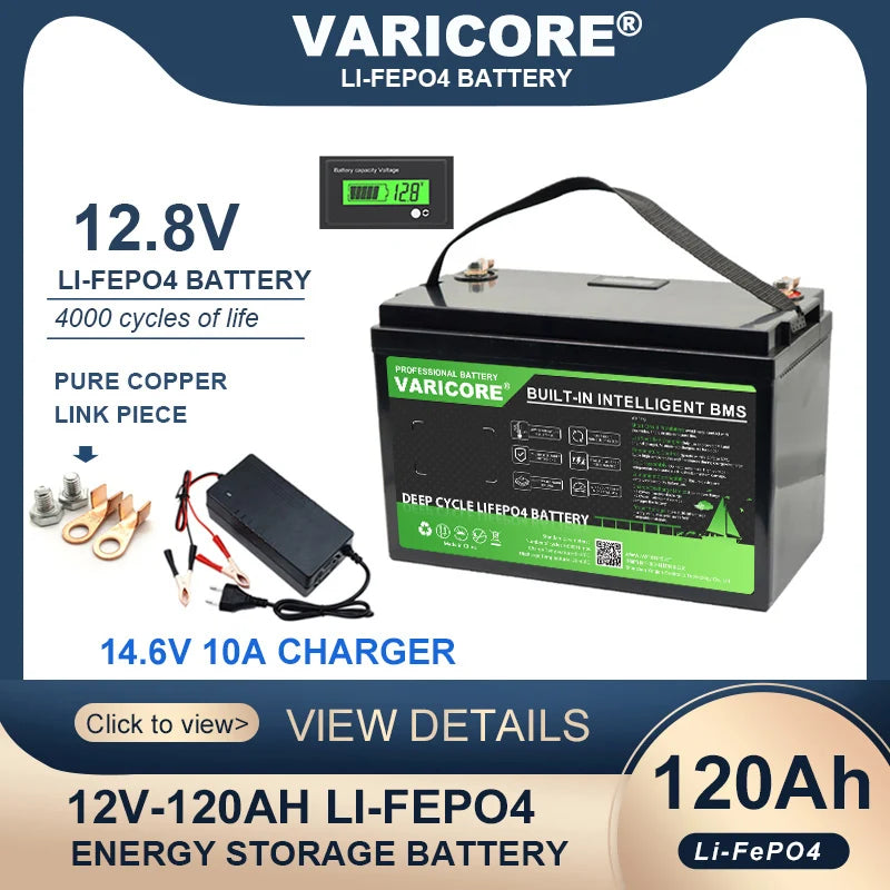 VariCore 12V/12.8v 340Ah 360Ah 200Ah 180Ah 120Ah LiFePO4 Battery Lithium Iron Phosphate Batteries Travel Camp 14.6v Golf Cart