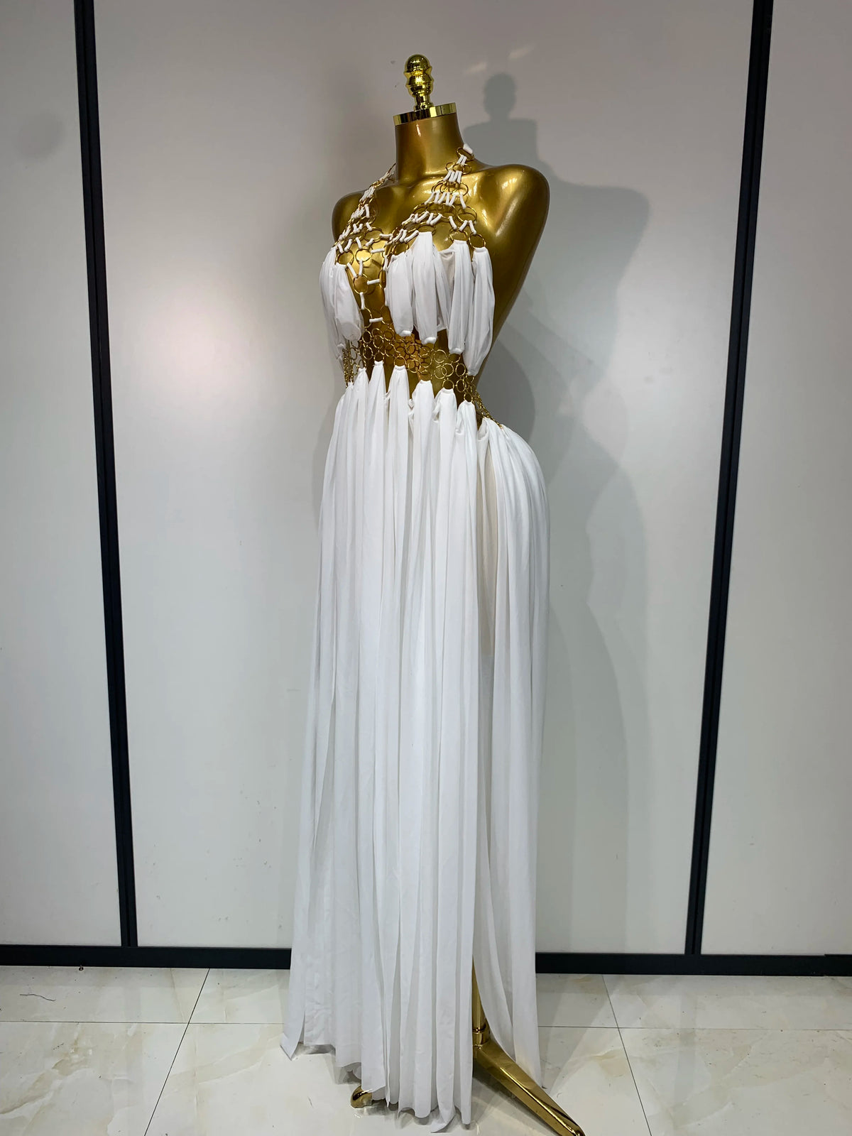 Women Sexy Hollow Out Backless Long Dress Nightclub Bar Stage Performance Costume Eveing Birthday Party Homecoming Dress