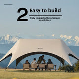 Outdoor camping blackout hexagonal canopy tent instant pop-up sunshade with table and chairs easy to set up for lazy campers
